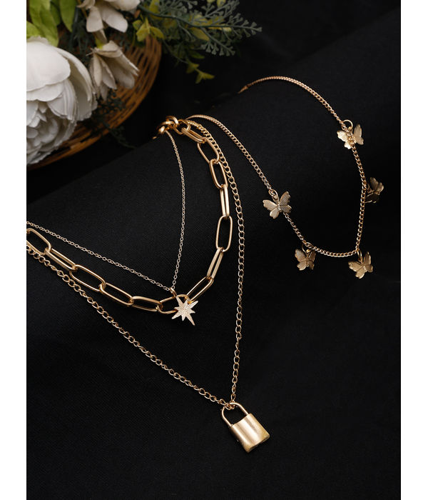 YouBella Set of 2 Gold-Toned Gold-Plated Necklaces